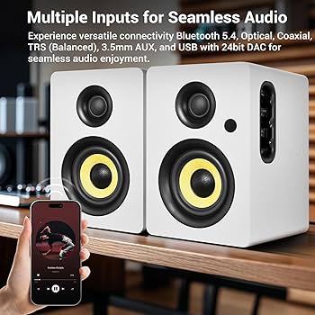 スピーカー・ウーファー Sanyun SW206 80 W Amazon.com: Sanyun SW206 4” HiFi Bookshelf Speakers with Studio