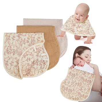 Muslin Burp Cloths with Snaps, Multi-Use Burpy Bib 100% Natural Cotton,Large 22"X11" Extra Absorbent Burping Cloth for Baby Girl & Boy, Rabbit