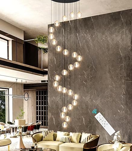 Candelabros modernos de 137 pulgadas para comedor, entrada, luces LED regulables, lámpara de techo alto para sala de estar, vestíbulo, escalera,