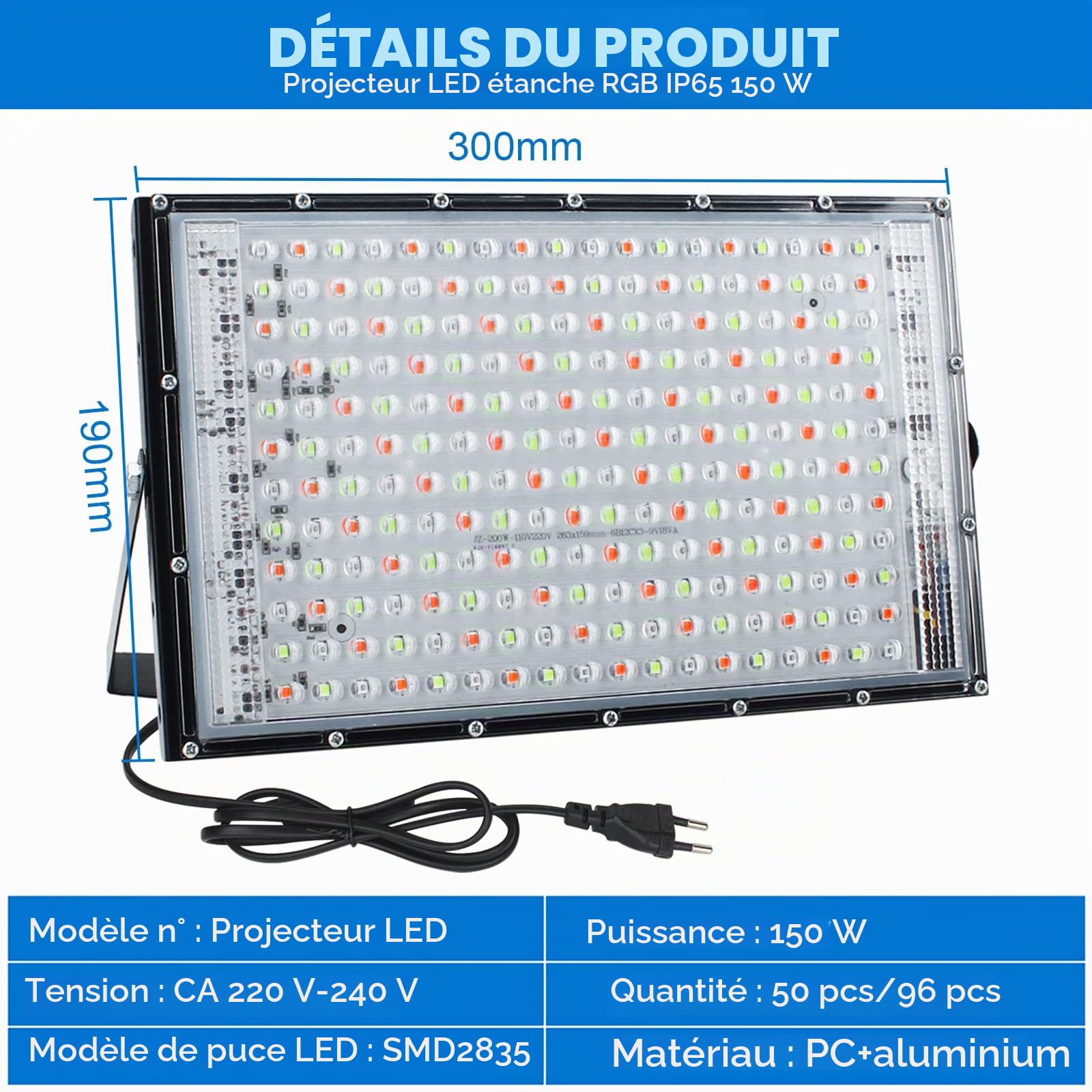 Projecteur LED RGB Exterieur 150W, 2pcs Projecteur Led Couleur Spot LED Extérieur de Jardin 16 Couleurs 4 Modes avec Télécommande Etanche IP65 pour Jardin Arbre Soirée Bar Fête