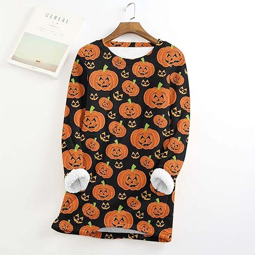Miniatura 2 de SHOPESSA Womens Thermal Tops Long Sleeve Pumpkin Sweatshirts for Women 2023 Novelty Halloween Shirts Fuzzy Winter Sweater