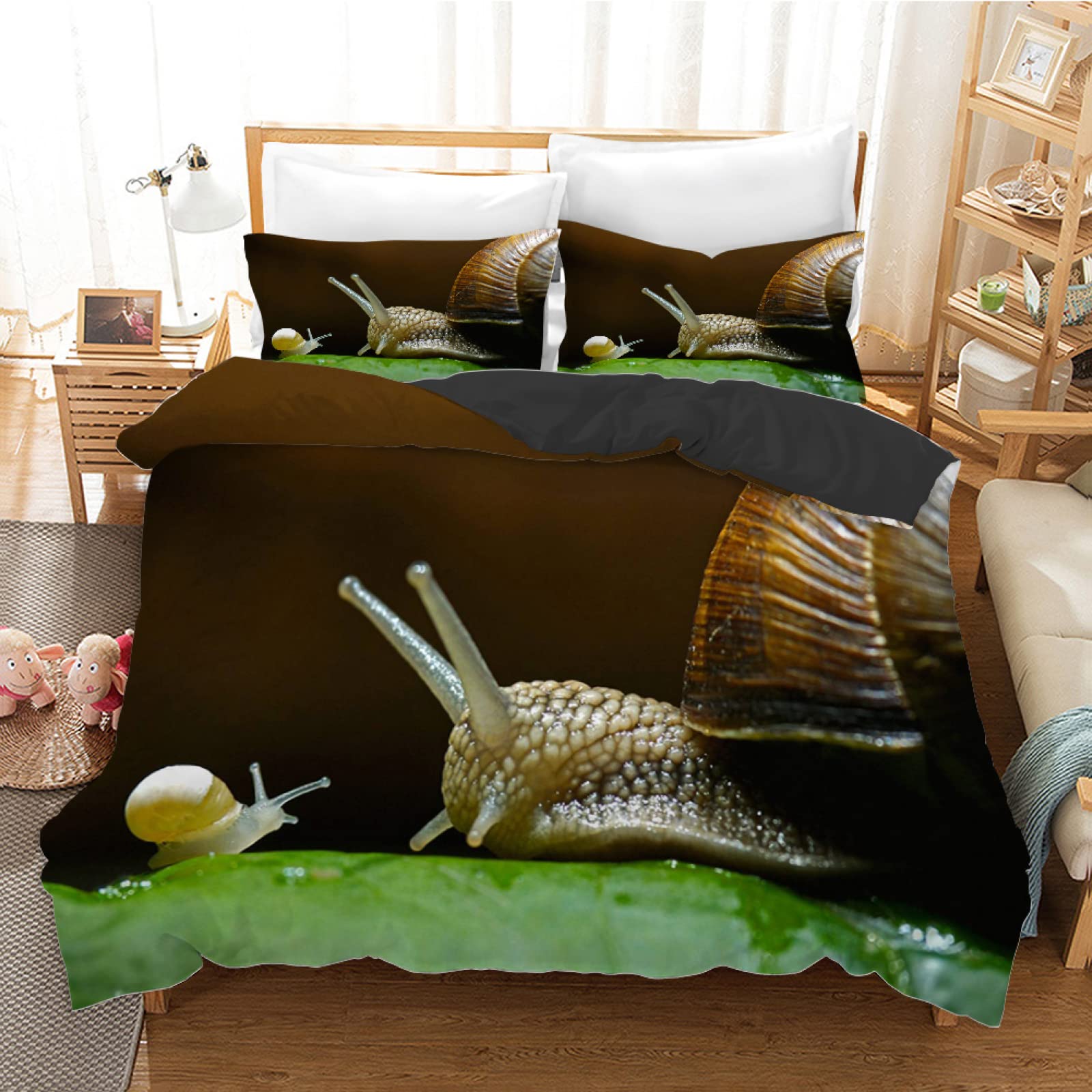 Housse de couette 140x200 microfibre douce escargot pour un nettoyage facile sans pli