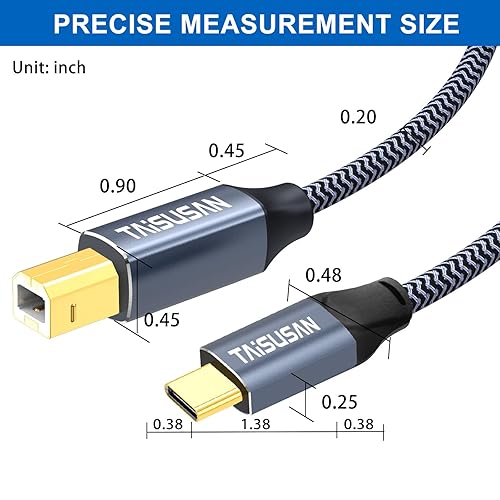 Miniatura 7 de Cable de impresora USB C de 15 pies, compatible con teclado, MacBook ProAir, impresoras y escáneres, cable MIDI USB B a C