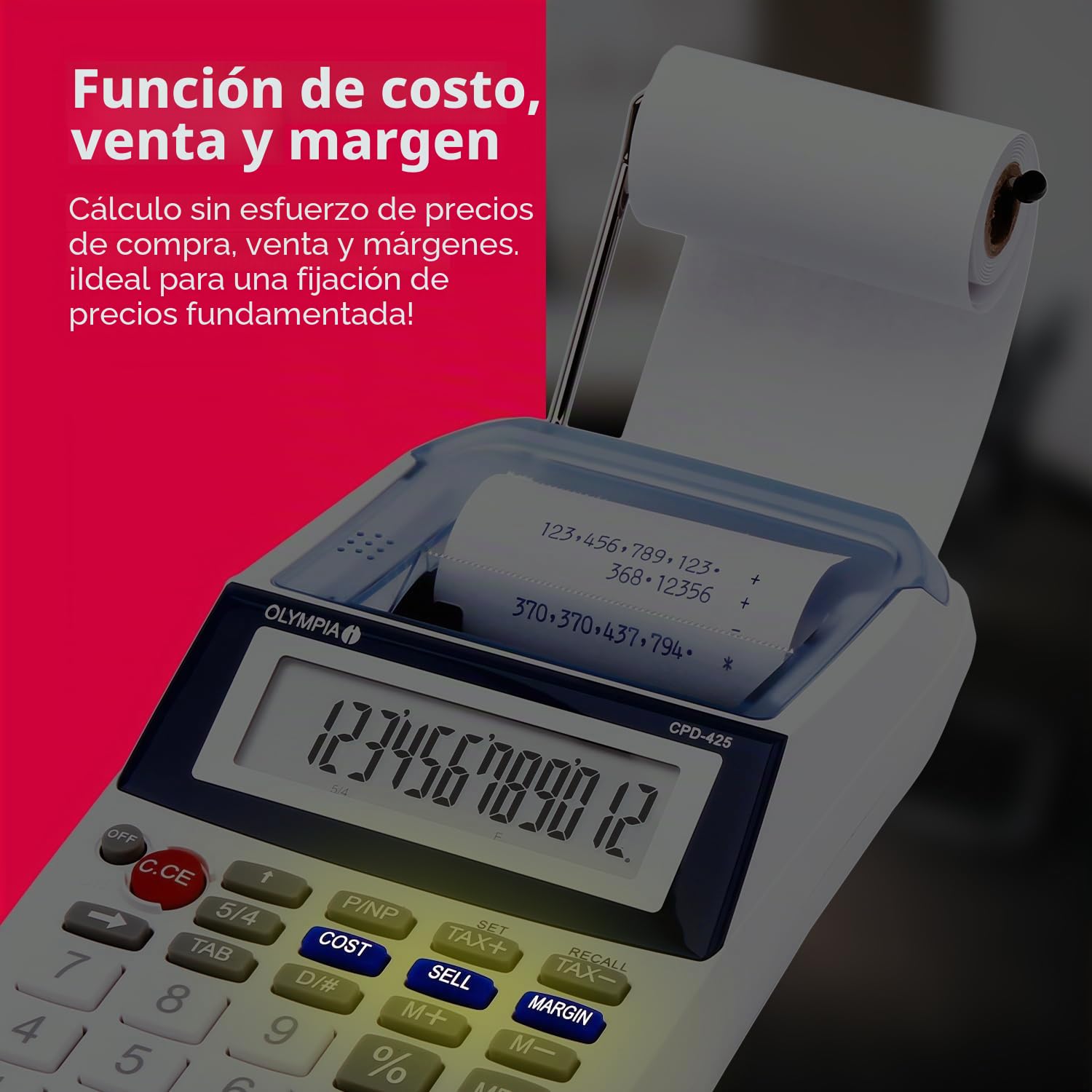 Olympia CPD 425 - Calculadora con impresión, pantalla LCD de 12 dígitos (119,9 x 102,2 x 45,7 mm)