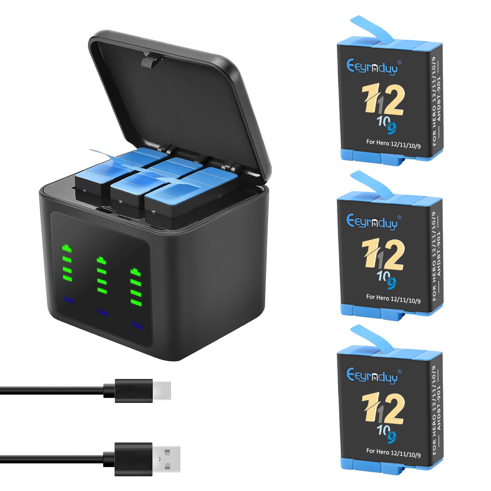 GoPro - gopro hero9 BLACK バッテリー×3 Amazon.com : Eeyrnduy Rechargeable Battery Replacement for