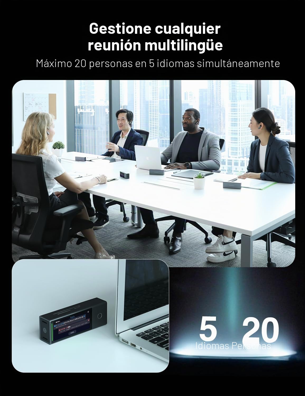 Timekettle X1 AI interpreter hub, auricular traductor bidireccional de 40 idiomas con llamadas de voz y traducción a distancia, entregando una respuesta rápida de 0,2 segundos