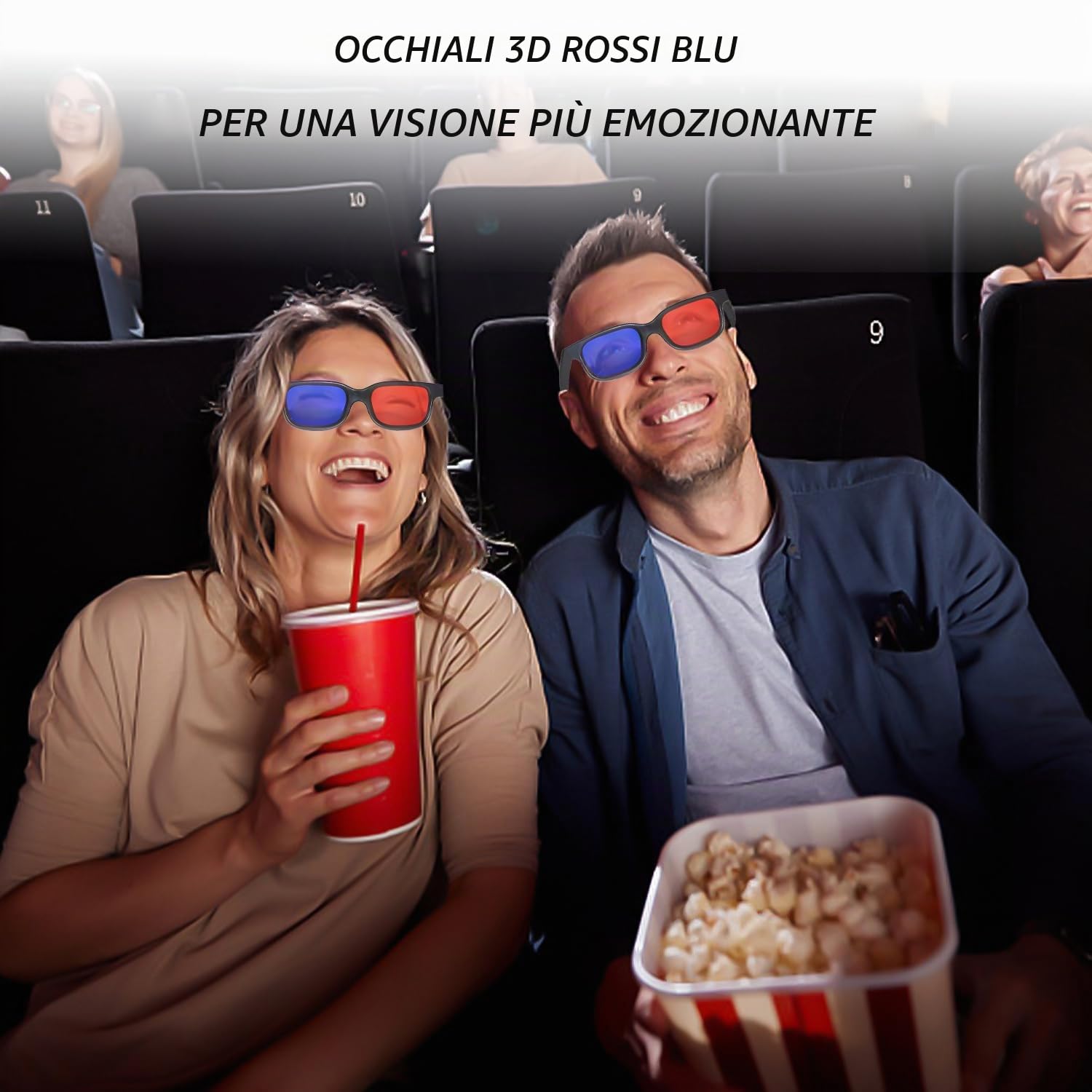 2occhiale rossi e blu, occhiali 3D, da sole 3D, lenti anti-appannamento e anti-graffio, adatti per spettacoli di luce, feste in vacanza, home theater, cinema