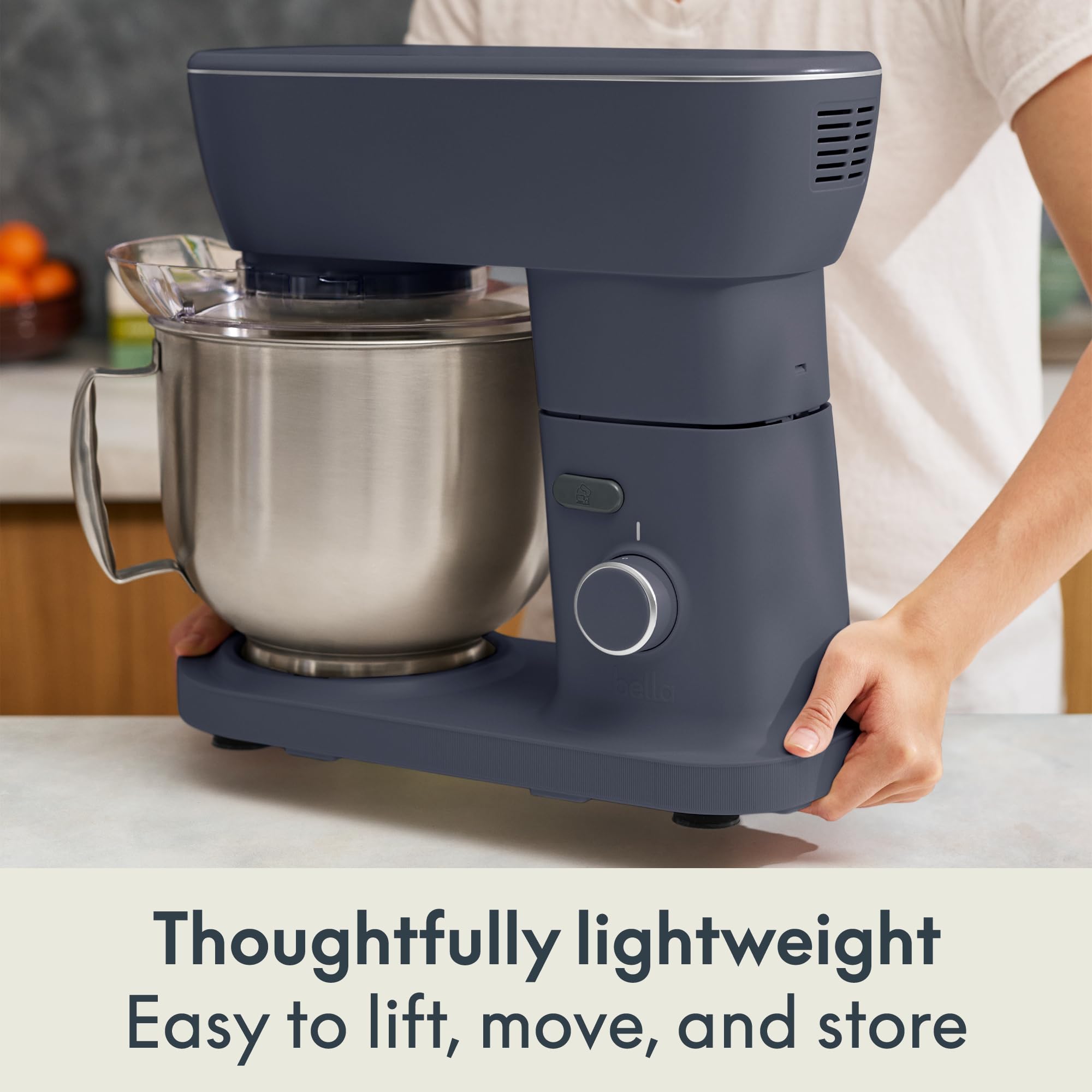 bella STIR 5.3Qt Tilt-Head Stand Mixer, 12-Speed Countertop Mixer, Denim view 2