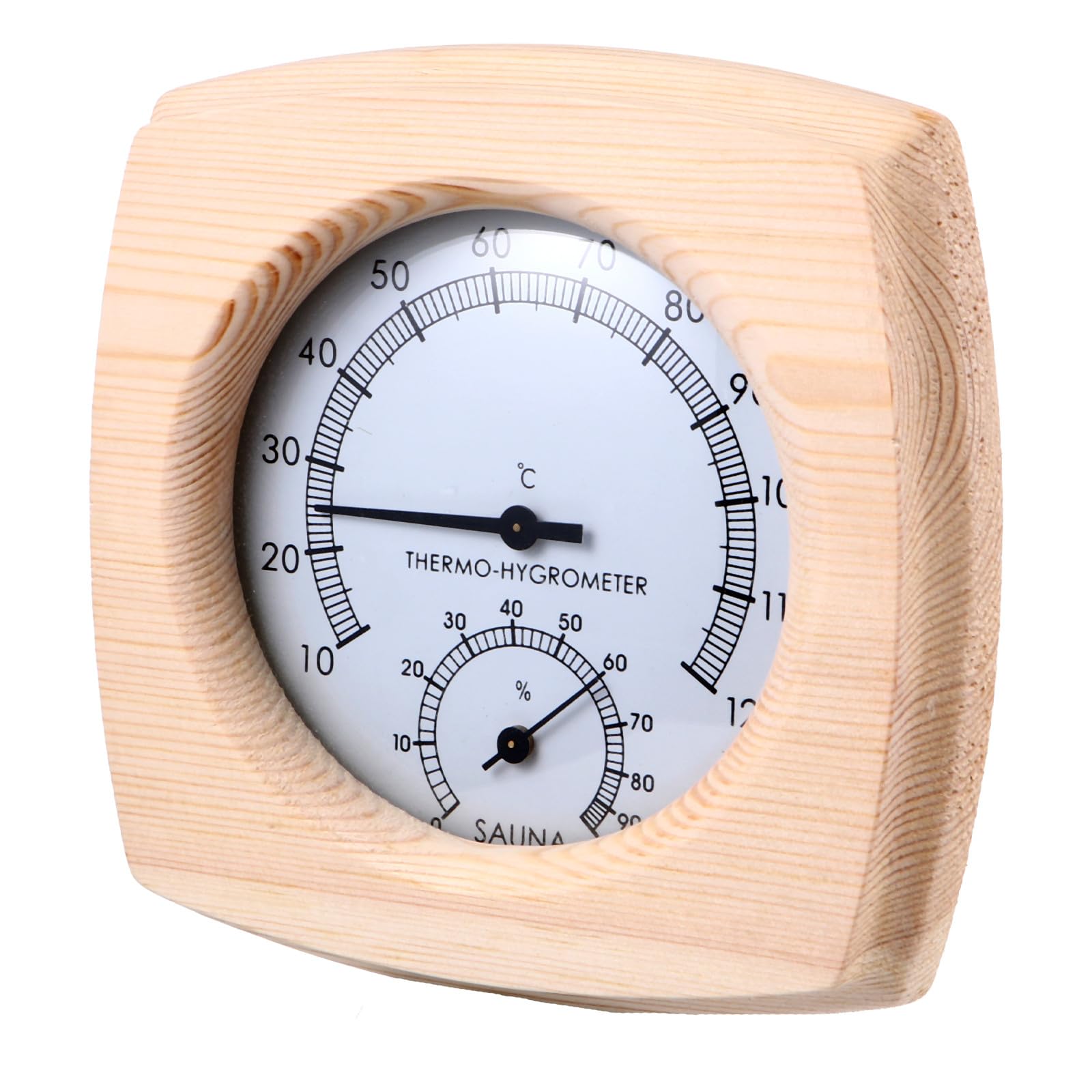 Holz Sauna Hygrothermograph 10 120°c Sauna Raumthermometer mit Hygrometer Feuchtigkeits und Temperaturmessgerät für Innenräume und Terrarien