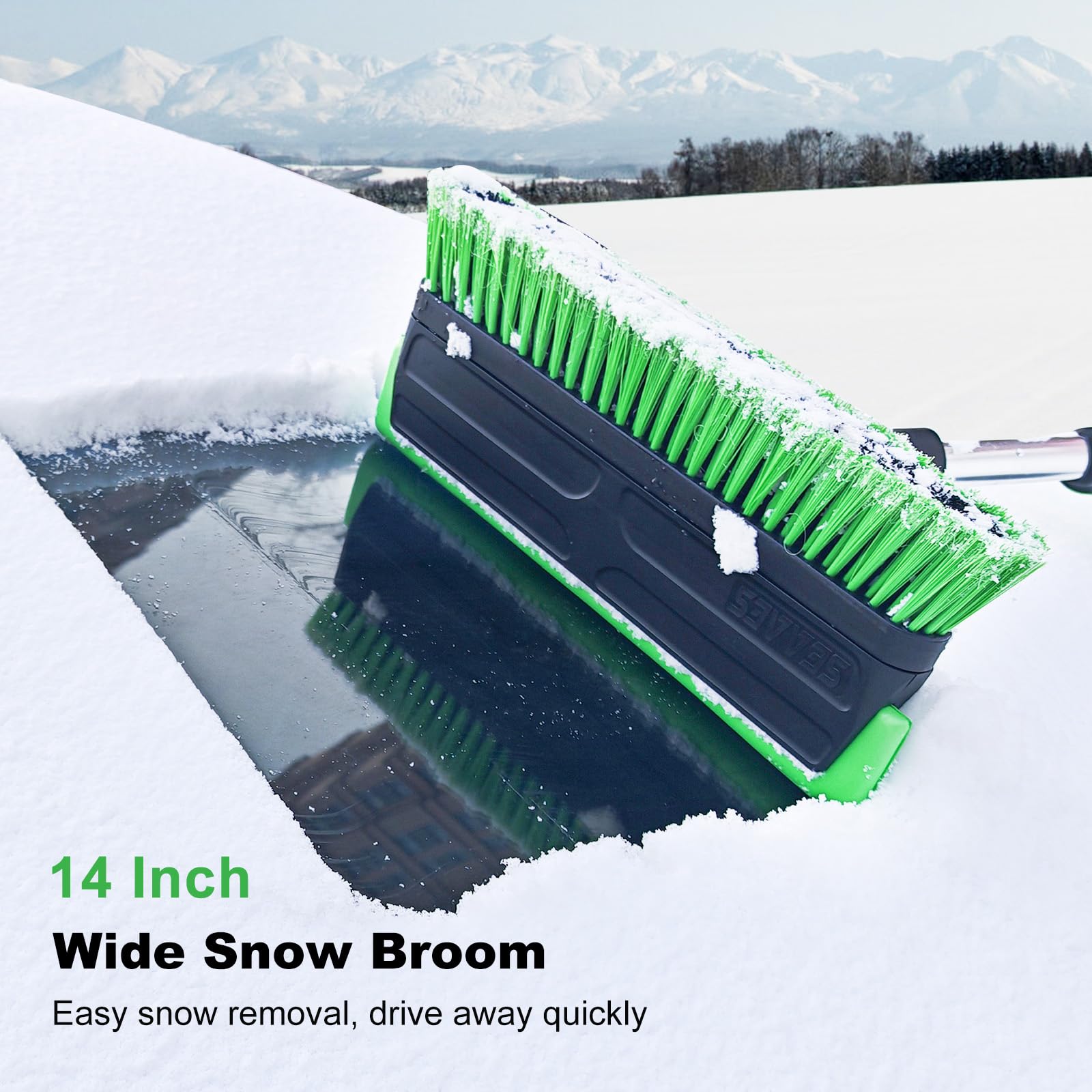 SEAAES Raschietto da Neve per Camion, Manico Lungo, 130 cm, Scopa da Neve Estensibile Resistente per SUV, Raschietto per Ghiaccio con Impugnatura in Schiuma, per Auto, Auto, finestrini di Veicoli