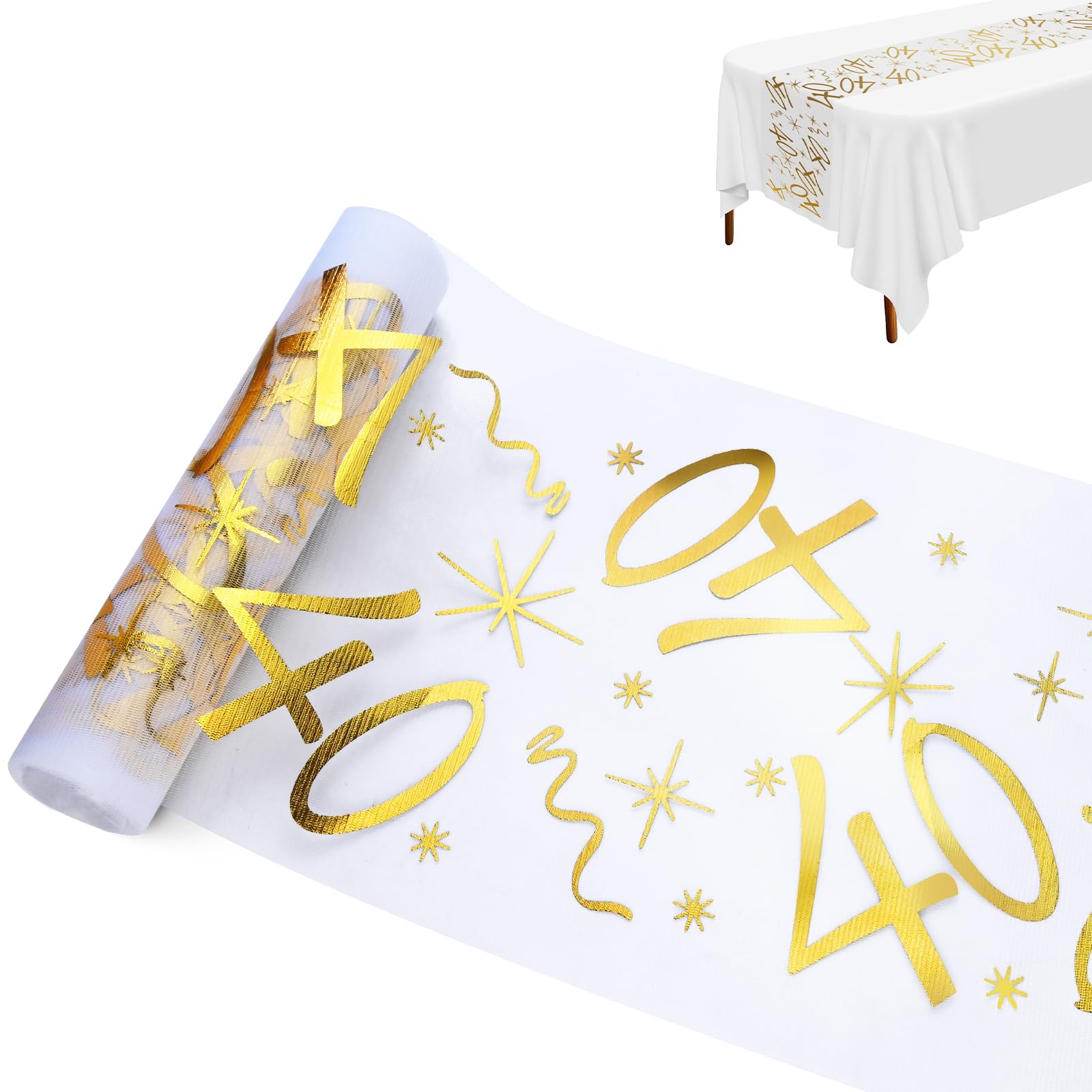 Ouxayapl Table Runner for 40th Birthday, Gold, 28cm x 10m, Polyester, Solid