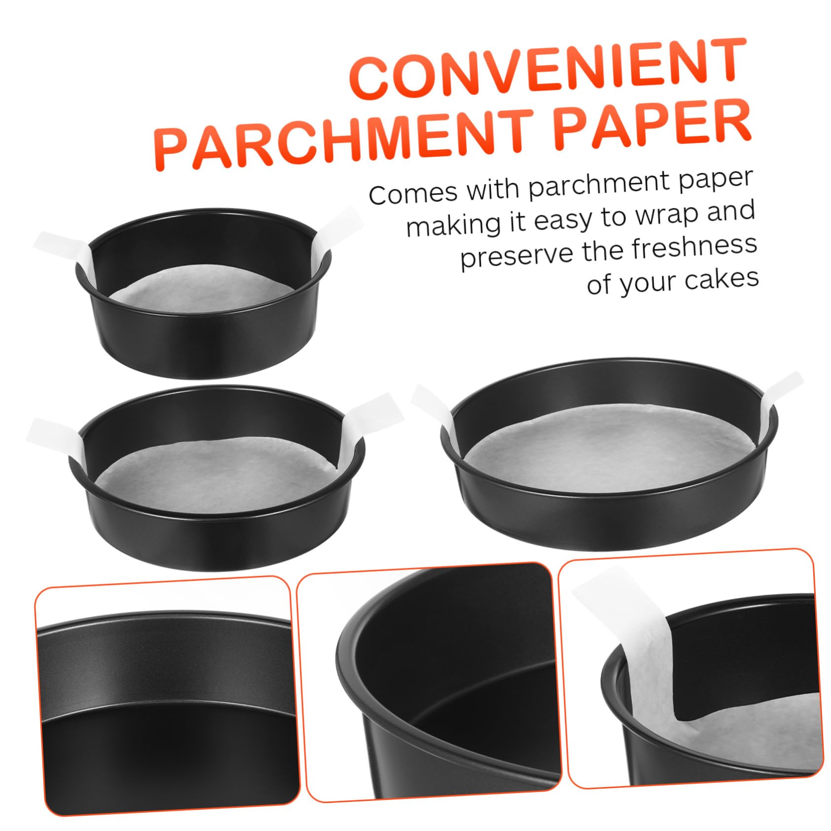 Zerodeko 3pièces Moules à Gâteaux Ronds Antiadhésifs Acier Avec Papier Sulfurisé Pour Gâteaux Pâtisseries