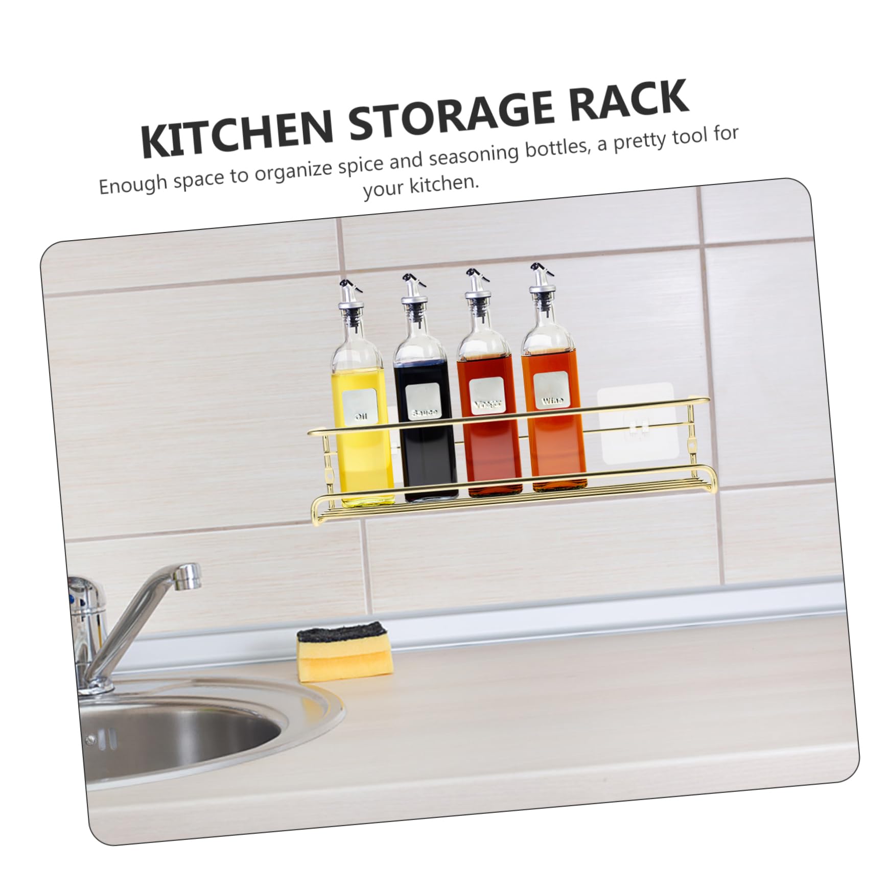 Estante Para Especias De Cocina De Metal Dorado, Organizador De Especieros De Pared, Resistente y Reutilizable, Práctico Para Hogar y Restaurante, Almacenamiento Compacto y Ahorro De Espacio