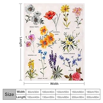 Amazon｜ブランケット 花の種類 野生の花 花柄 毛布 大判