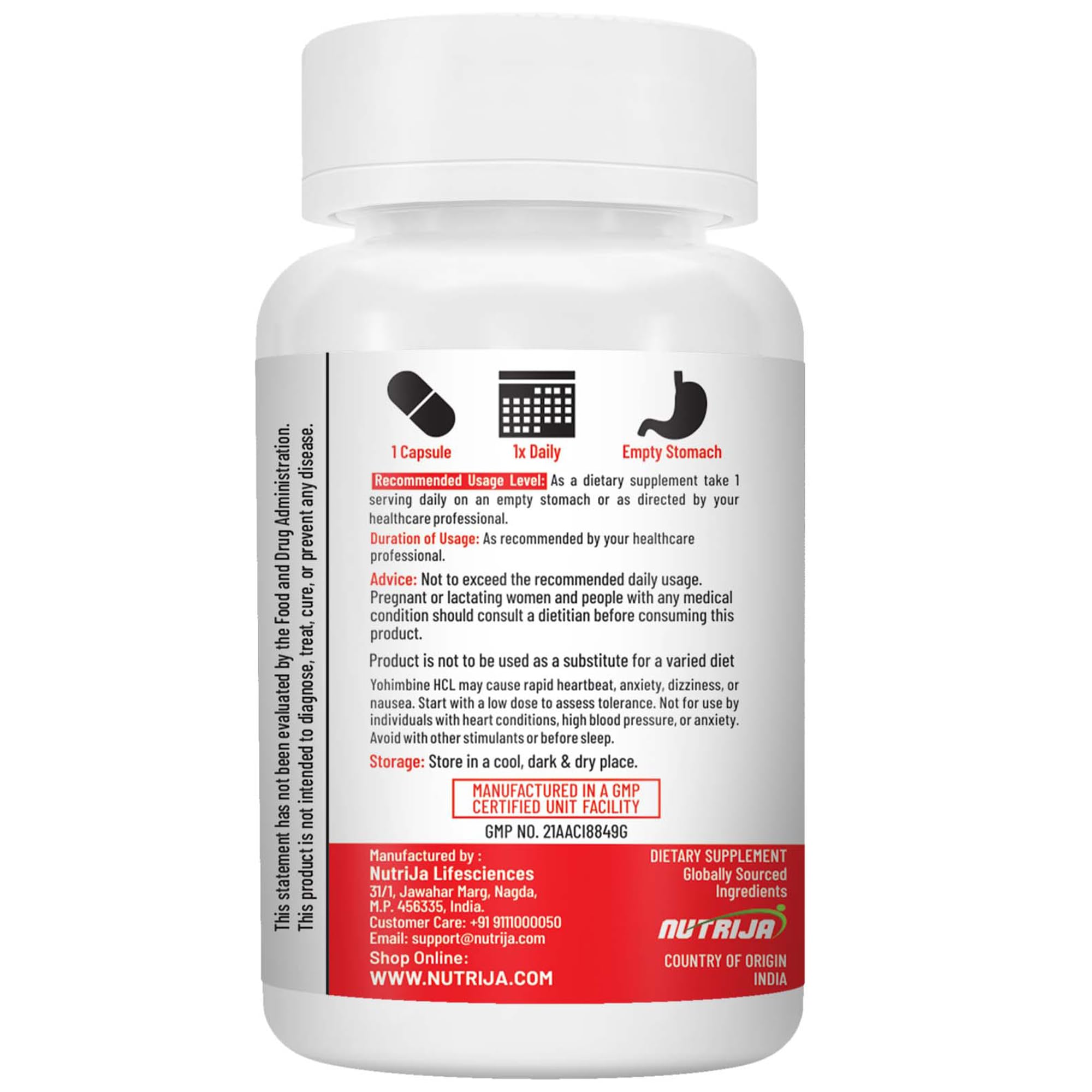 NutriJa Yohimbine HCL 2.5mg - Pack of 60 Capsules — Amazon image 3