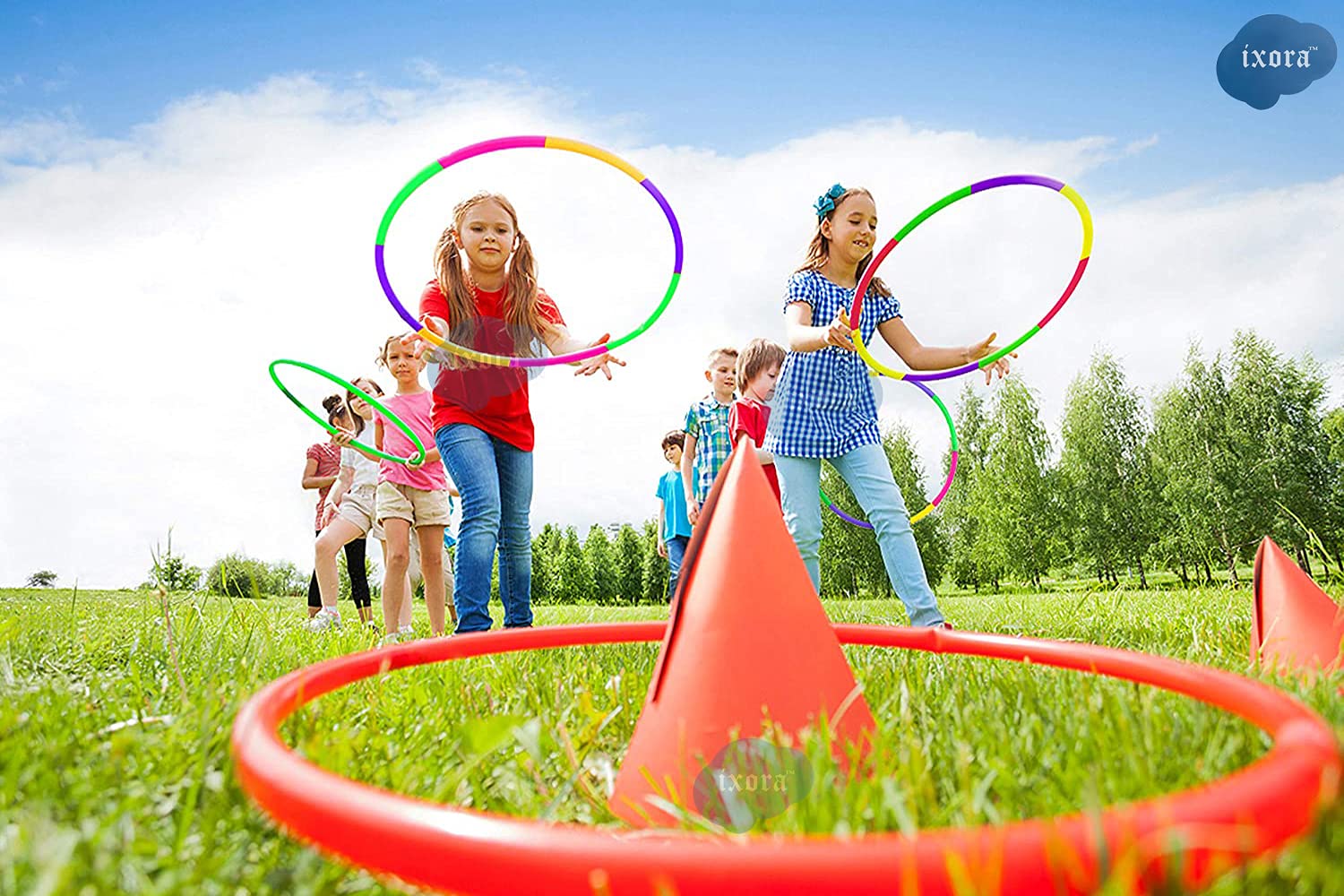 Ixora Hula Hoop Toys, Detachable and Adjustable Fitness Exercise Ring Toys for Kids, pet Training Skill Development Ideal Indoor and Outdoor Gymnastics Toys for Boys and Girls (Big) (Big) 3