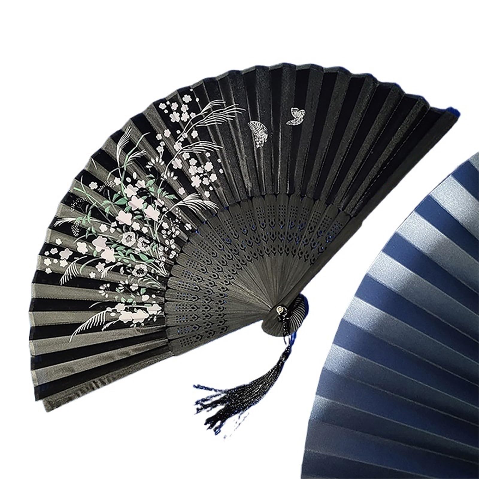 Gwyzax Wooden Folding Fan 6Pcs Vintage Chinese Folding Fan Bamboo Hand Wooden Dance Fan with Tassel