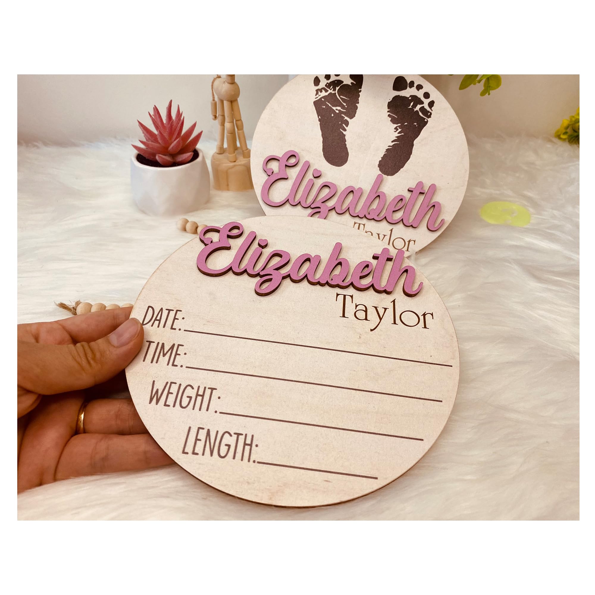 Baby Announcement Sign with Birth Stats, Footprint Sign For Newborn, Baby Name Reveal, Personalized Baby Name Sign, Sign For Hospital