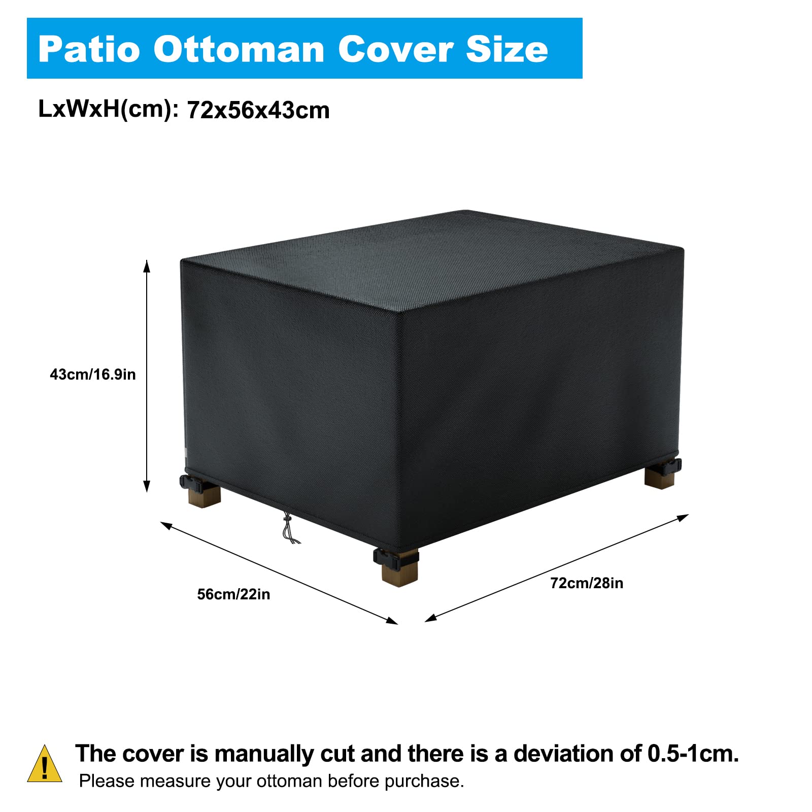 Cubierta otomana para patio, impermeable, resistente a la rotura, tela Oxford 600D, cubierta de muebles de patio con hebilla y tira reflectante, para muebles de comedor, picnic, mesas de café sillas