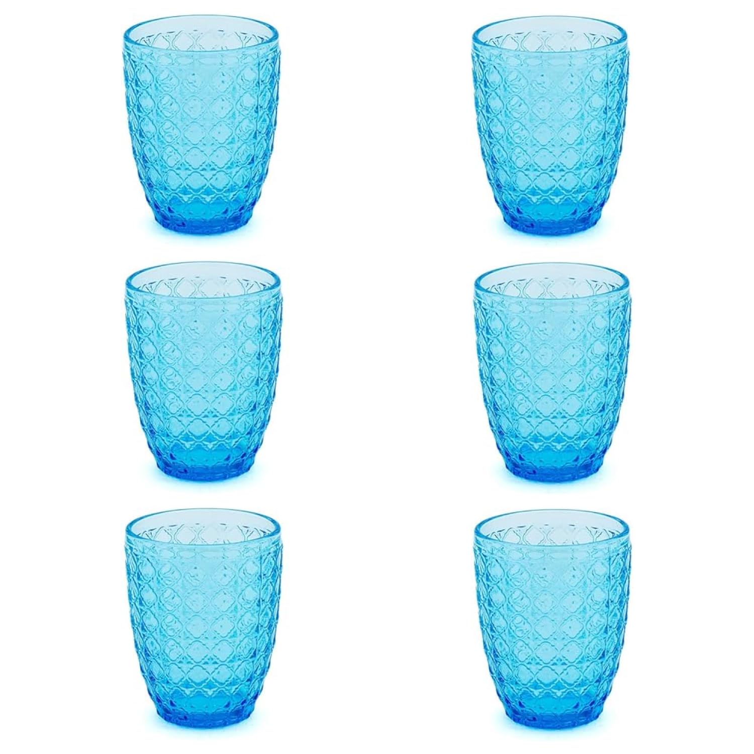 Evviva Bicchieri Acqua Vetro, Set da 6, Bicchieri in Vetro Colorati, Moderni, Particolari, Capacità 350 ml, Lavabili in Lavastoviglie. Colore: Azzurro
