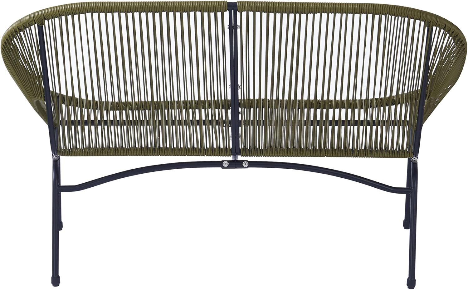 Christopher Knight Home Dessa Patio Iron Frame and Wicker Loveseat, Outdoor 2-Seater Sofa, Woven Faux Rattan Conversation Seating for Backyard, Garden, Balcony, Poolside, Porch, Deck, Green+Black