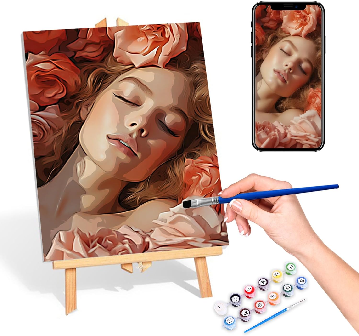 Hikppy Custom Paint by Numbers Kit DIY Photo Painting for Adults Personalized Digital Oil Painting with Your Own Picture for Home Decor, Friends, Family as Gift