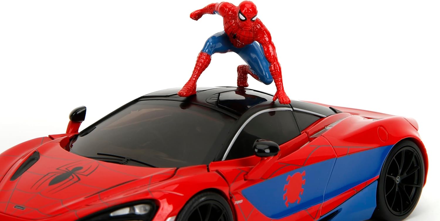 Jada Marvel Spider-Man 1:24 McLaren 720S Die-Cast Car & 2.75" Miles Morales Figure, Toys for Kids and Adults