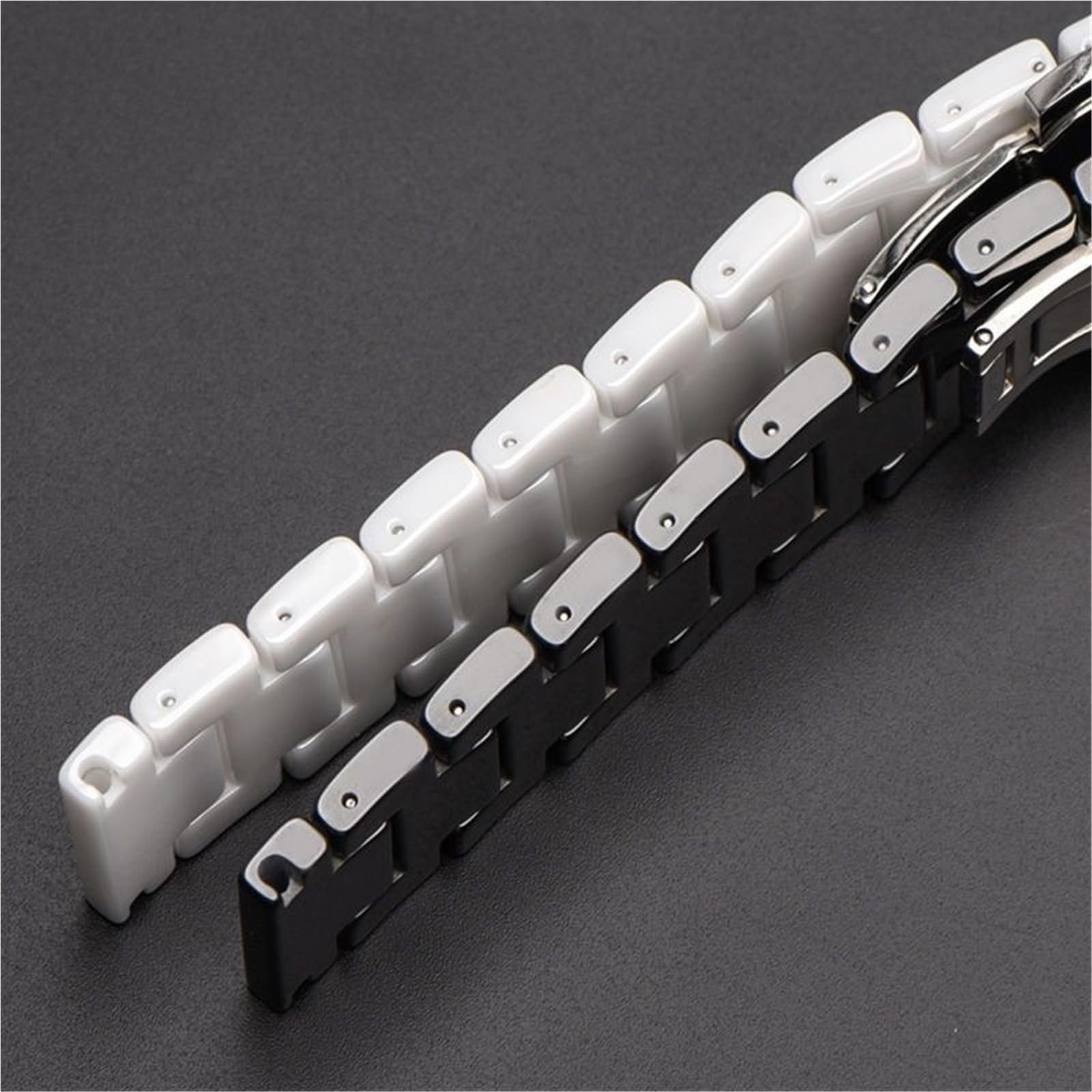 Correa de Reloj de cerámica de 14 mm, 16 mm y 18 mm for Mujer y Hombre, Repuesto Universal con Hebilla Plegable de Metal.