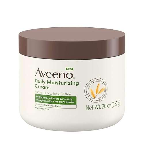 Aveeno Crema hidratante diaria con avena prebiótica y manteca de karité para cuerpo, cara y manos, hidrata la piel normal a seca, piel sensible, sin