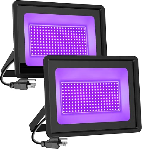 Iluminación negra de 200 W con enchufe cable de 6 pies IP65 resistente al agua para fiestas escenarios acuarios pintura corporal póster fluorescente