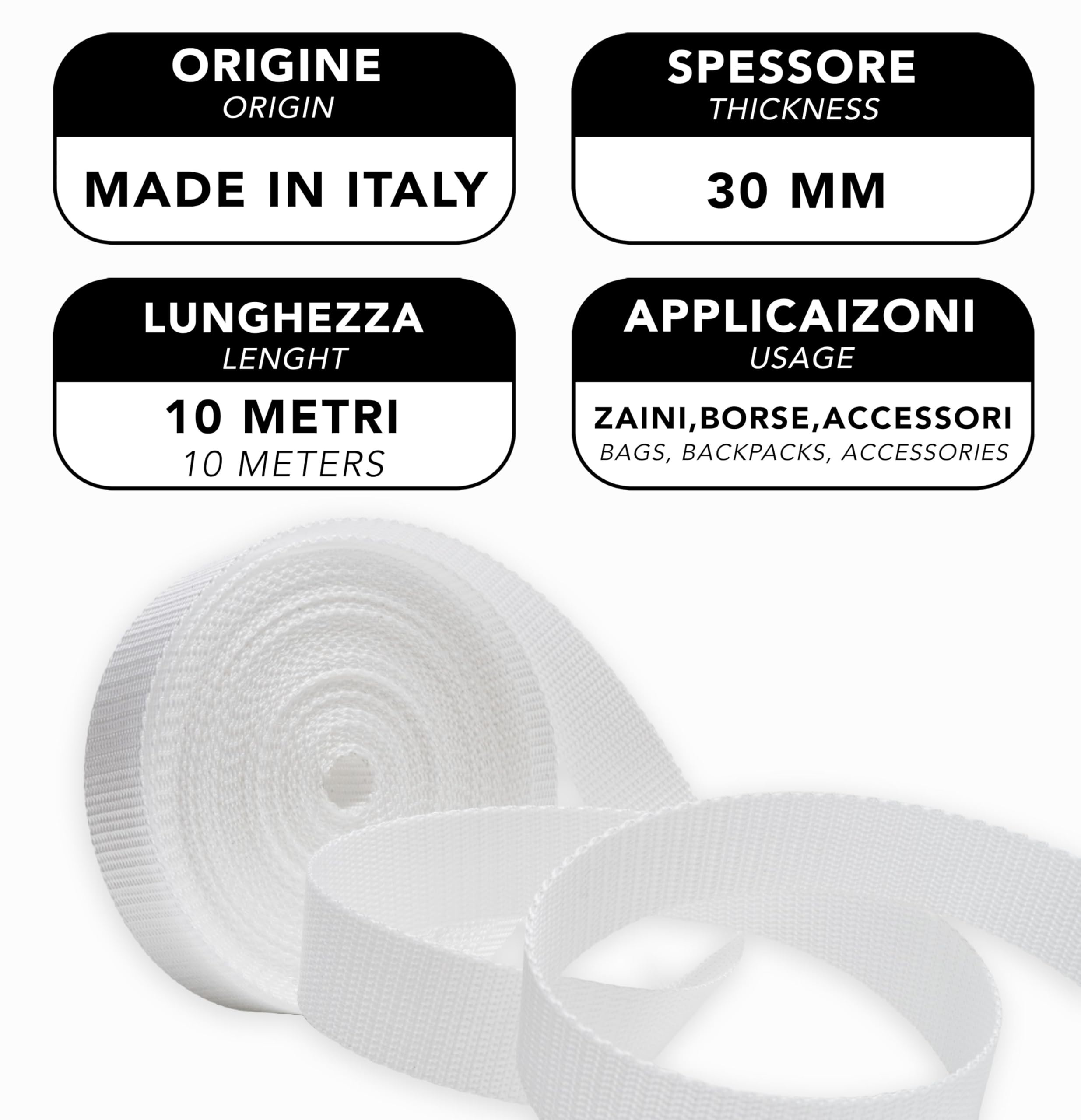 Nastro In Nylon Per Cinghie | 25 Iarde (22m) X 50mm | Bianco | Per Zaini, Riparazioni E Progetti Fai Da Te - Foto 9