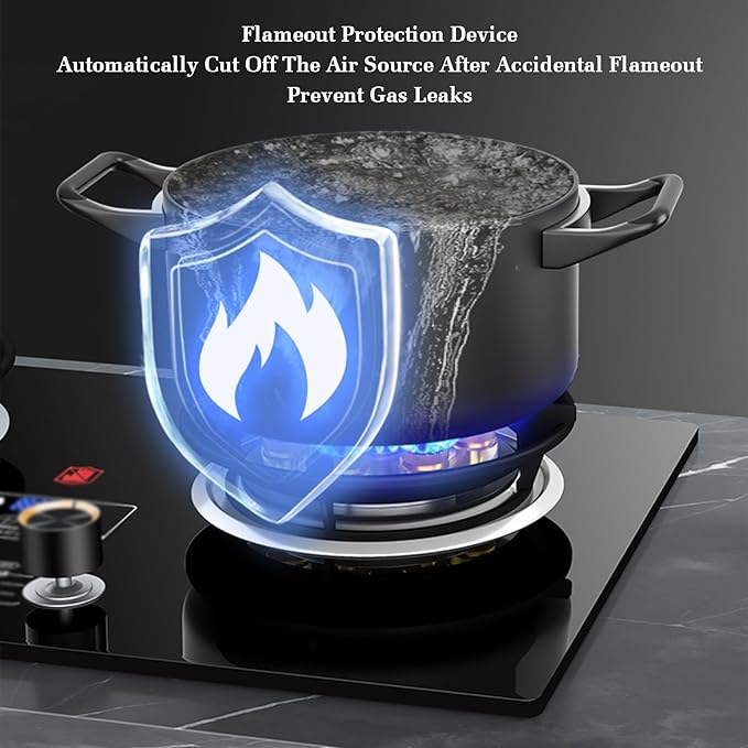 Estufa de gas 2 puestos con protección de apagado y temporizador miniatura 5