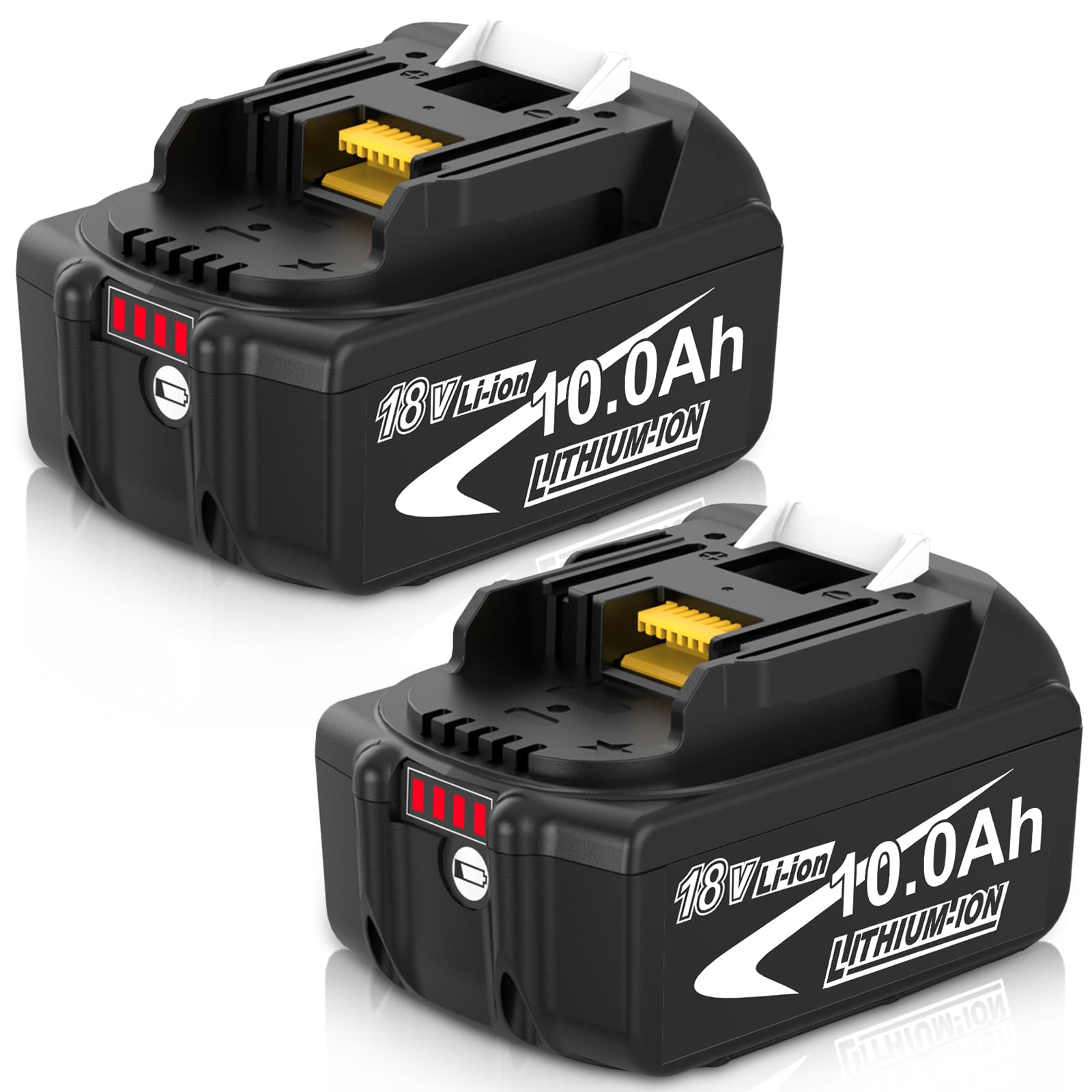 2 Pack 10.0Ah/10000mAh Replacement for Makita 18V Batteries LXT BL1850B/BL1860B cordless tools Compatible with DC18RD/DC18RF/DC18RC Chargers & 18V LXT tools such as drills, chainsaws and la