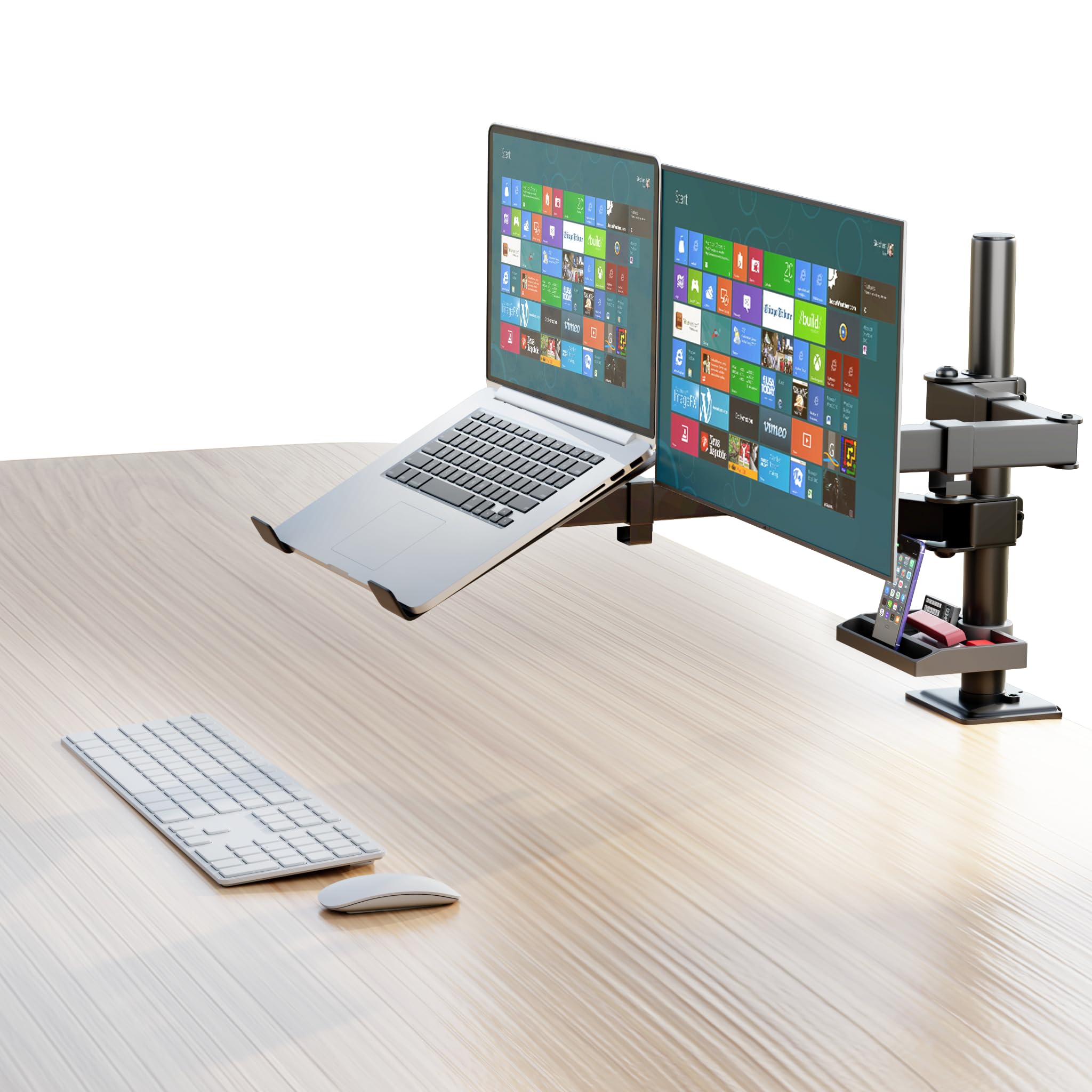Rife Monitor Arm with Laptop Tray, Desk Mount Stand with Storage Tray, Fully Adjustable VESA Mount for 13 to 27 inch LCD LED Screen & up to 15.6 inch Notebook, Monitor Arm Desk Mount (B0DCTYS189) Amazon Price History, Amazon Price Tracker
