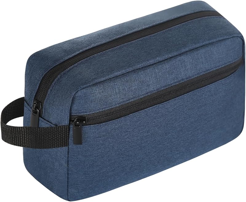 Necessaire de viagem Icramsy com zíper e bolso lateral, azul-marinho, 1 unidade