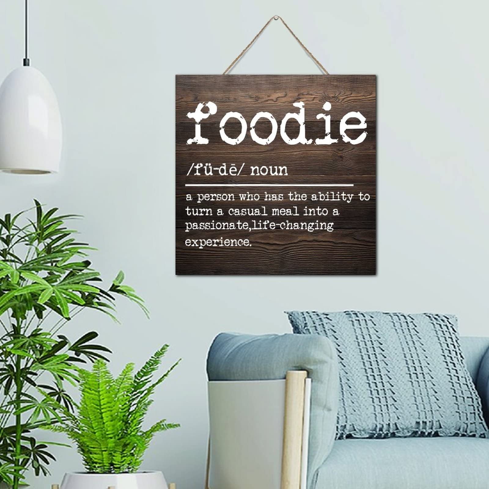 Plaque murale personnalisée en bois Foodie Noun finition haut de gamme