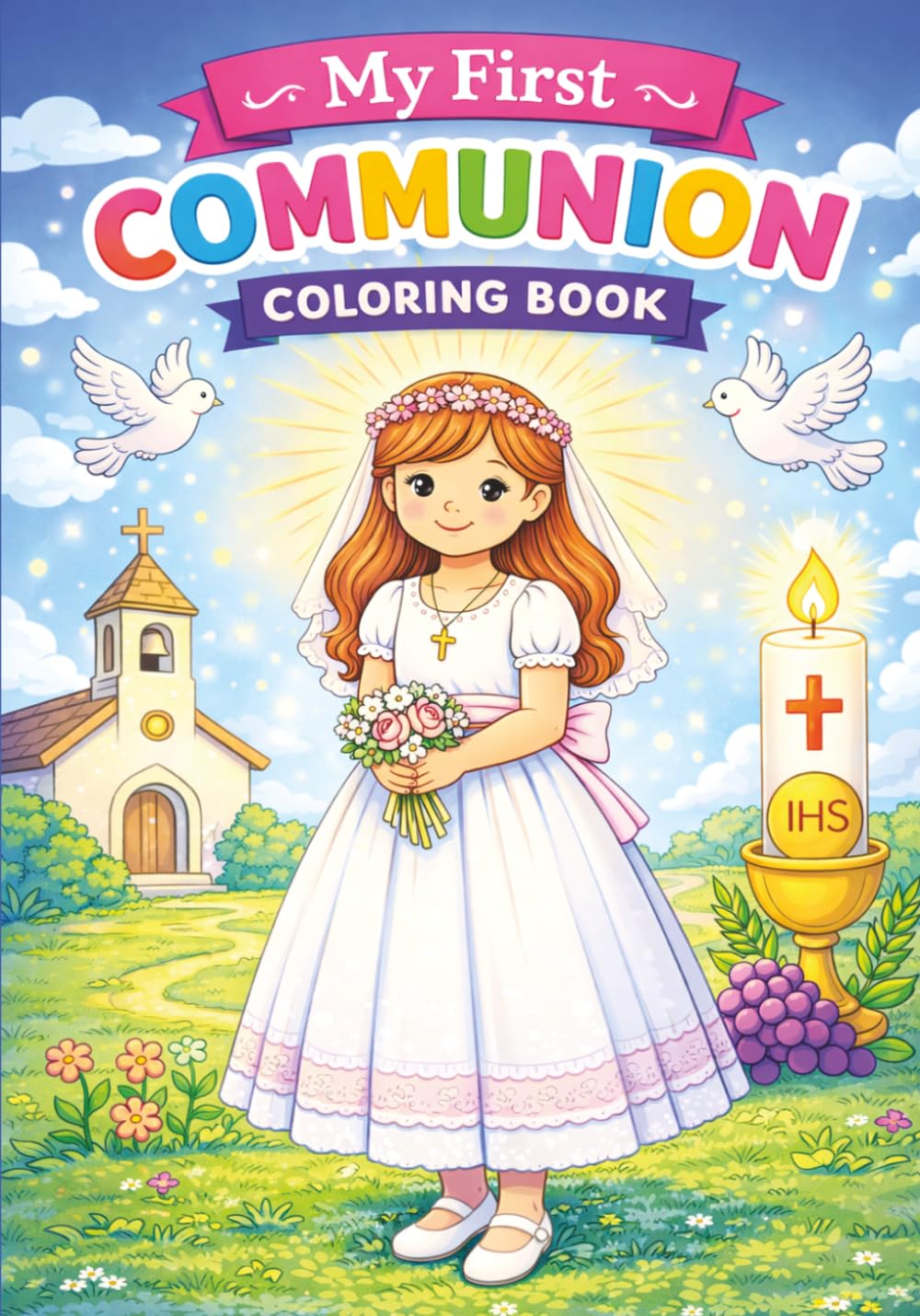 My First Holy Communion Coloring Book for Girls: Cute & Faith-Inspired Coloring Pages for Ages 4 –10 | A Special Keepsake Gift
