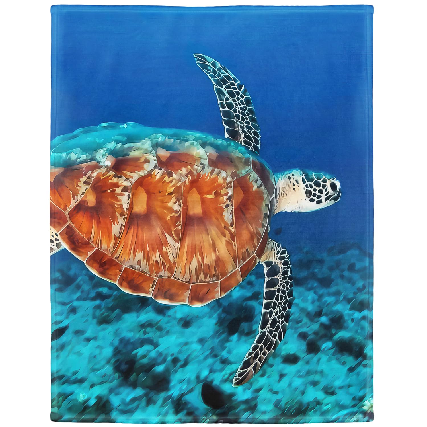 YISUMEI - 150 x 200 cm Decke - Wirkliche Schildkröte, die blaues Meer schwimmt Fleecedecke,Kaschmir-Gefühl Kuscheldecke Geeignet für Bett oder Sofa