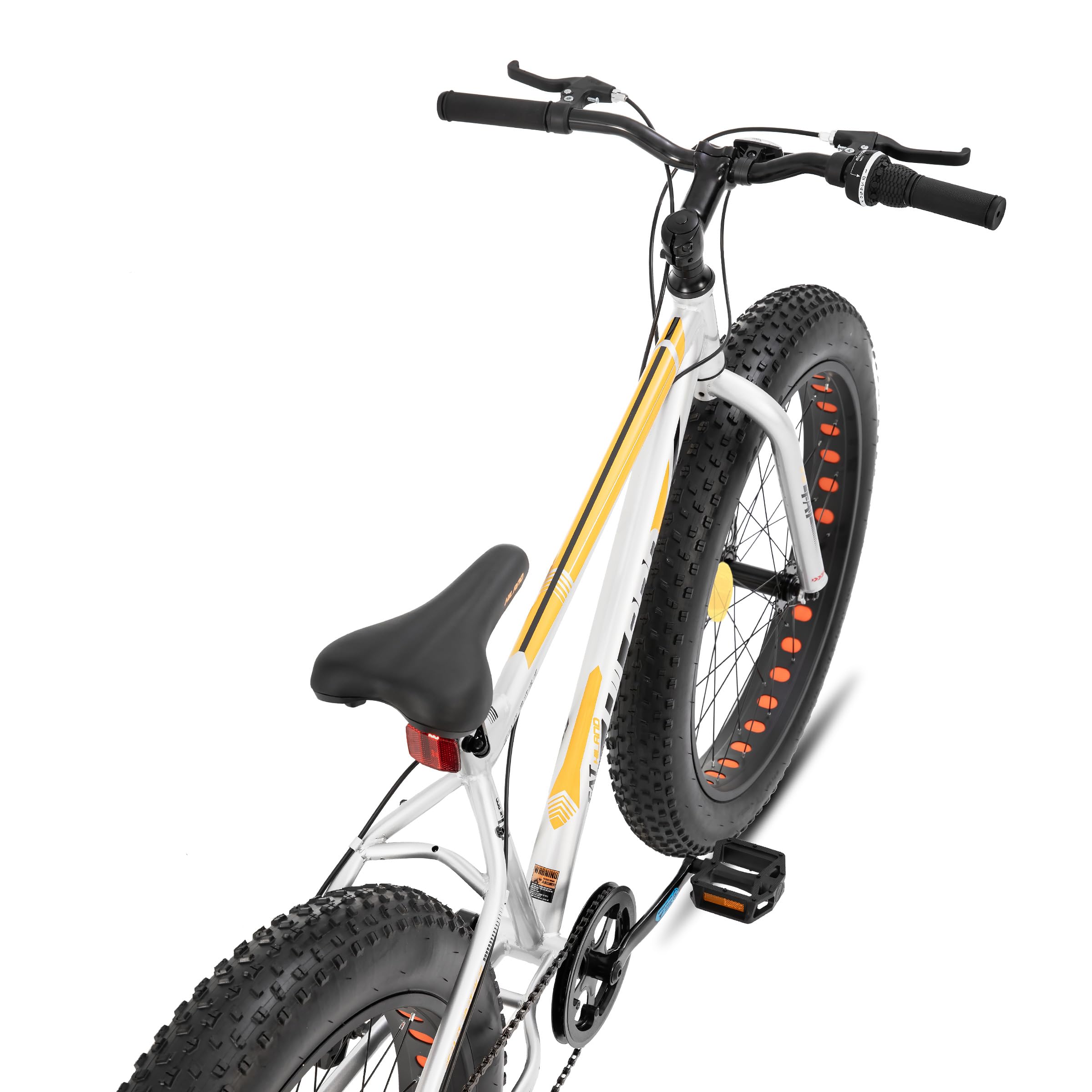 HILAND Fat Bike Bambini 24/26 Pollici, Mountain Bike 7 Velocità, Doppio Freno a Disco, per Ragazzi e Adulti, Bici per la Spiaggia e la Città, Blu/Argento/Bianco/Verde