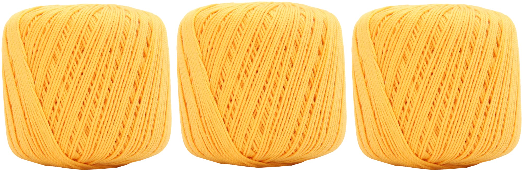 ThreadArt 100% Cotton Crochet Thread Size 3, 3 Ball Pack, Pollen Gold 40