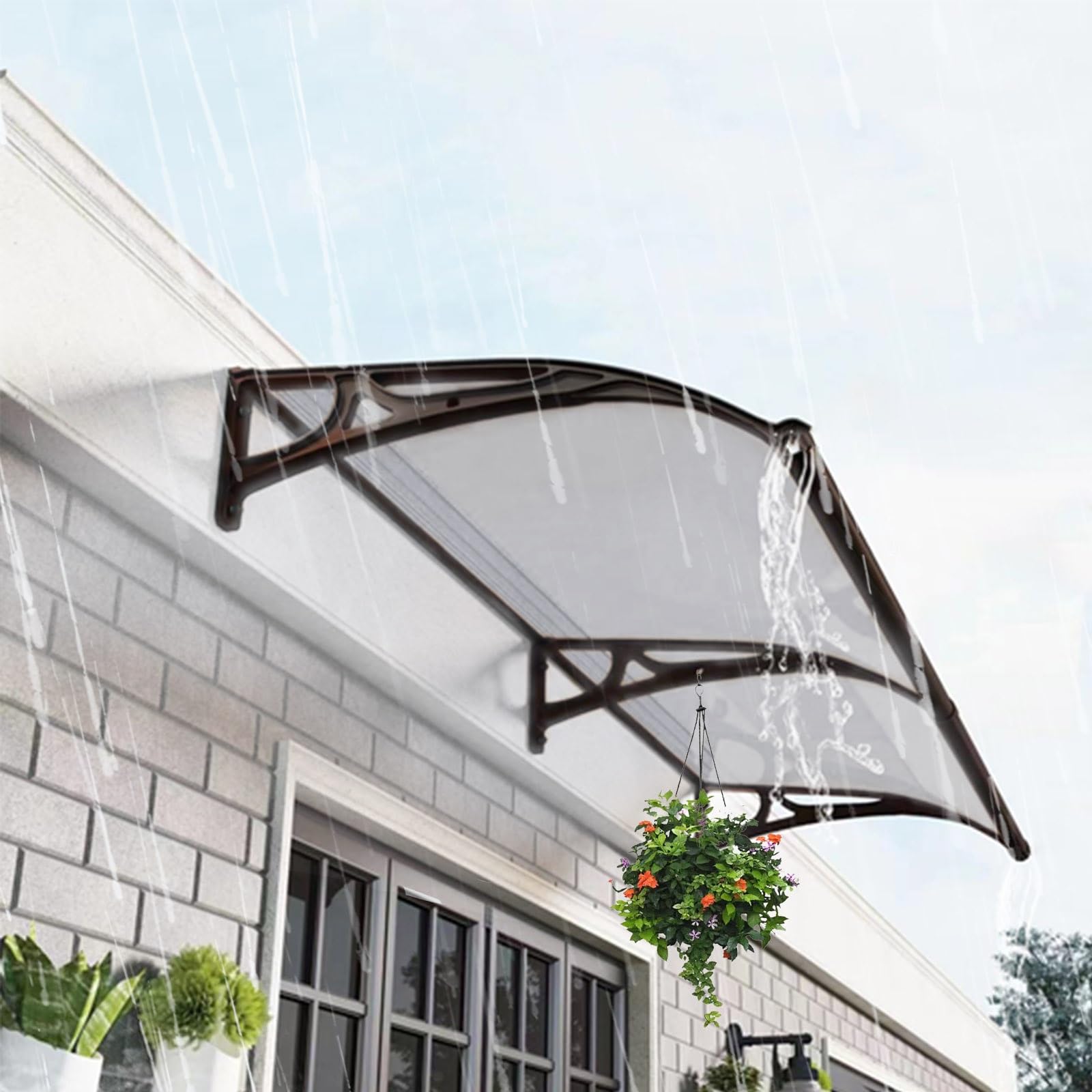 Toldo de aluminio para evitar goteras e instalar fácil en ventanas y puertas