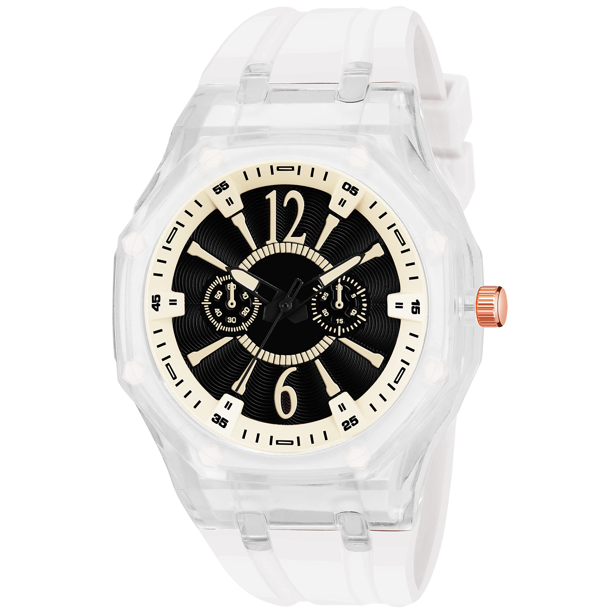 ON TIME OCTUS Resin Analogue Unisex Watch For Men And Women Mn-152 (Black Dial White Strap) (B0BYZ17T37) Amazon Price History, Amazon Price Tracker