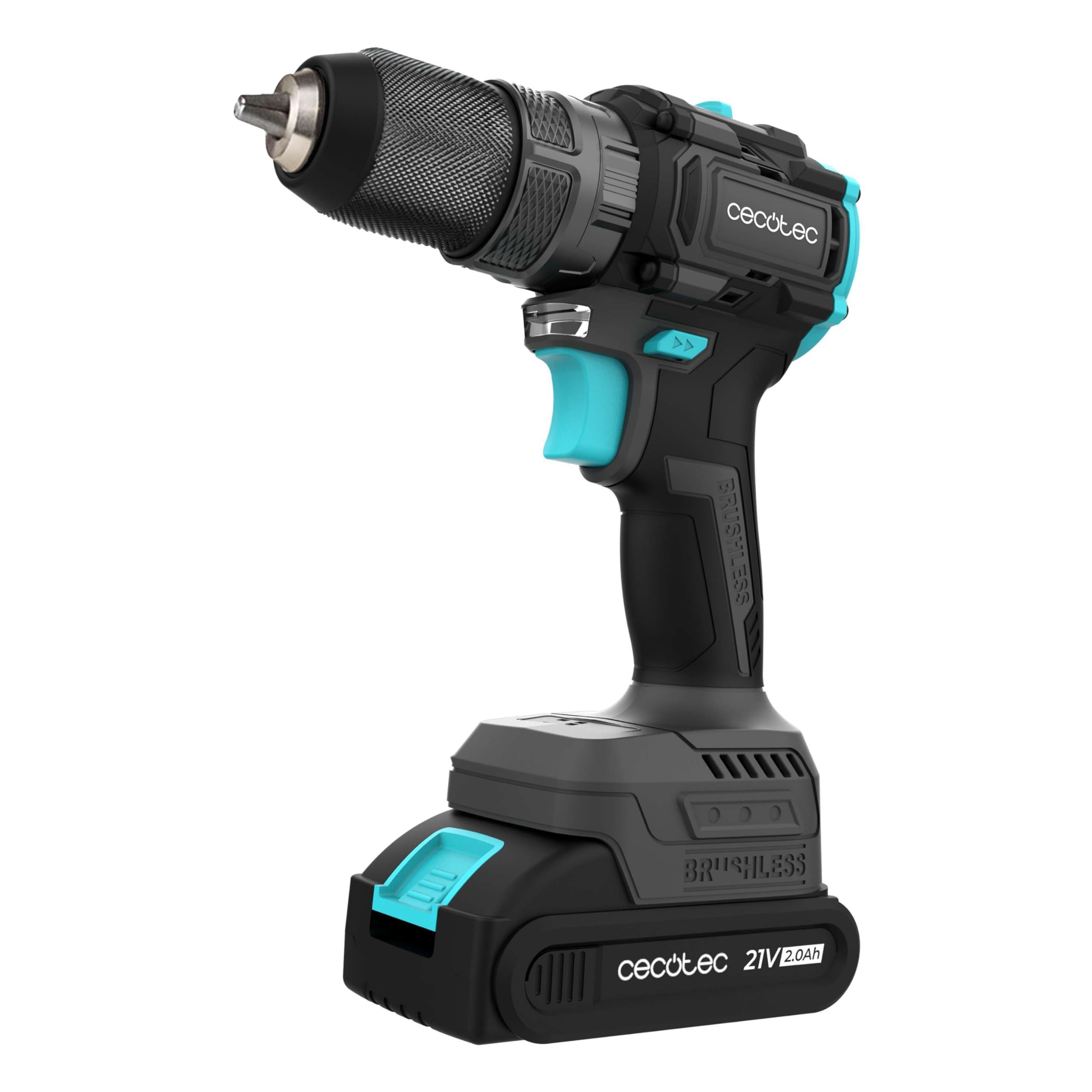 Cecotec Trapano a Percussione - Trapano Portatile PowerForce 3000 Impact Brushless. Motore Brushless, 32000IPM, 2 Batterie 21V-2000mAh, 1500rpm, Coppia 45Nm Regolabile 25+1 livelli, Luce Accessori