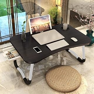 Foldable Bed Table for Laptop,Laptop Desk Table Stand,Laptop Bed Tray Table with Storage Drawer-Cup Holder, Notebook Stand Lap Desk for Writing Reading Eating, Portable Laptop Table for Bed Sofa Floor
