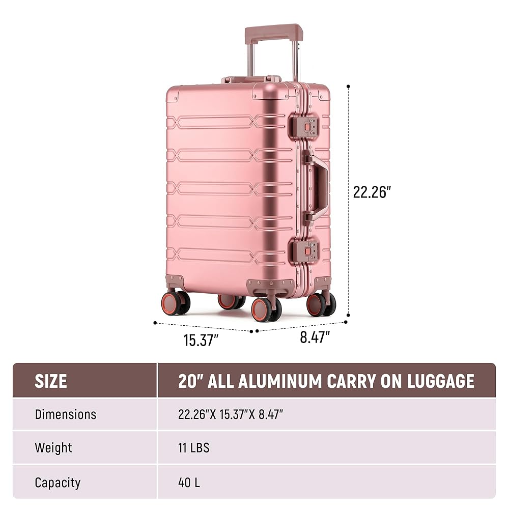 Amazon.com | UrbanExplorer All Aluminum Carry On Luggage