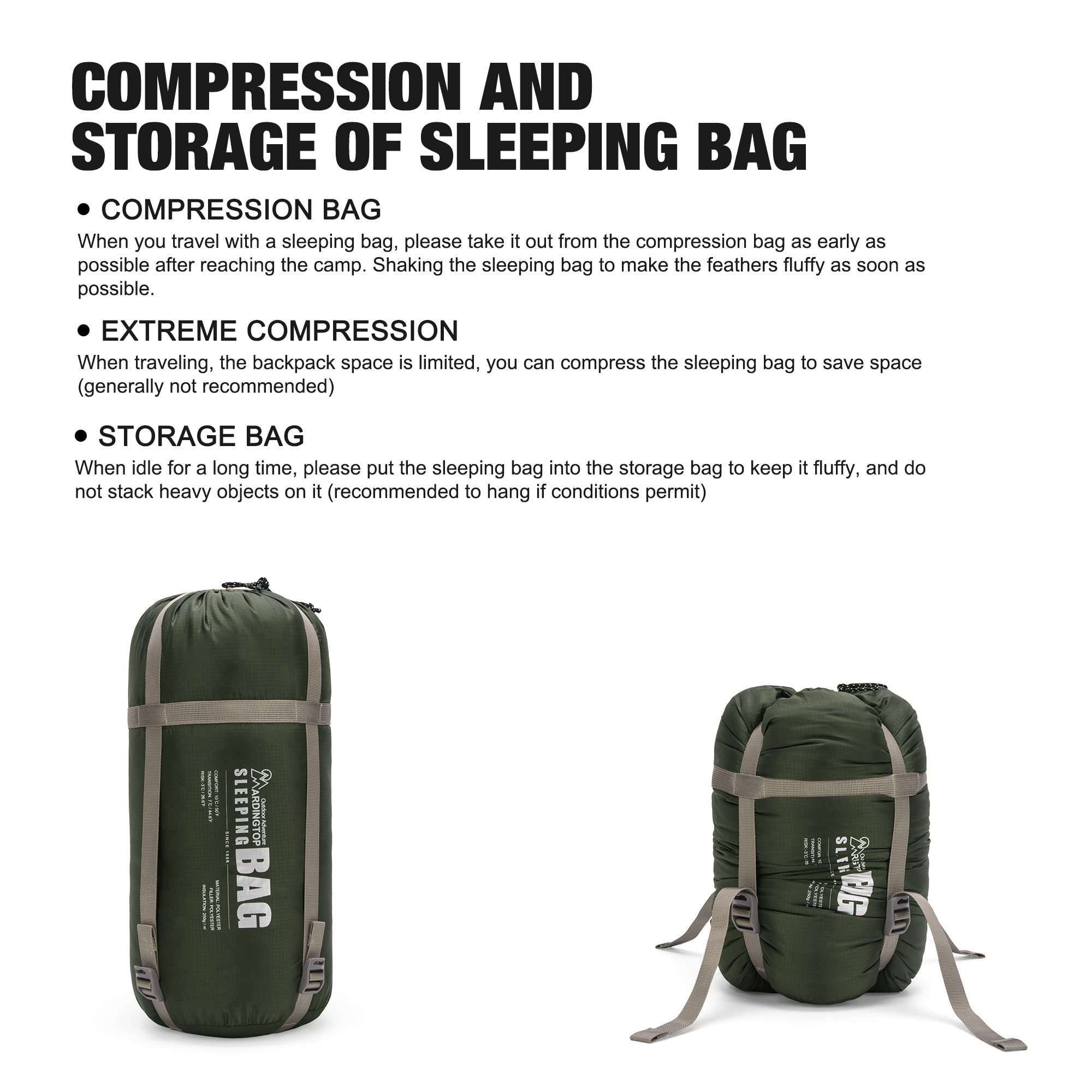 Mardingtop Saco de dormir para exteriores, ligero, cálido, para adultos y niños, verano e invierno, para camping, viajes