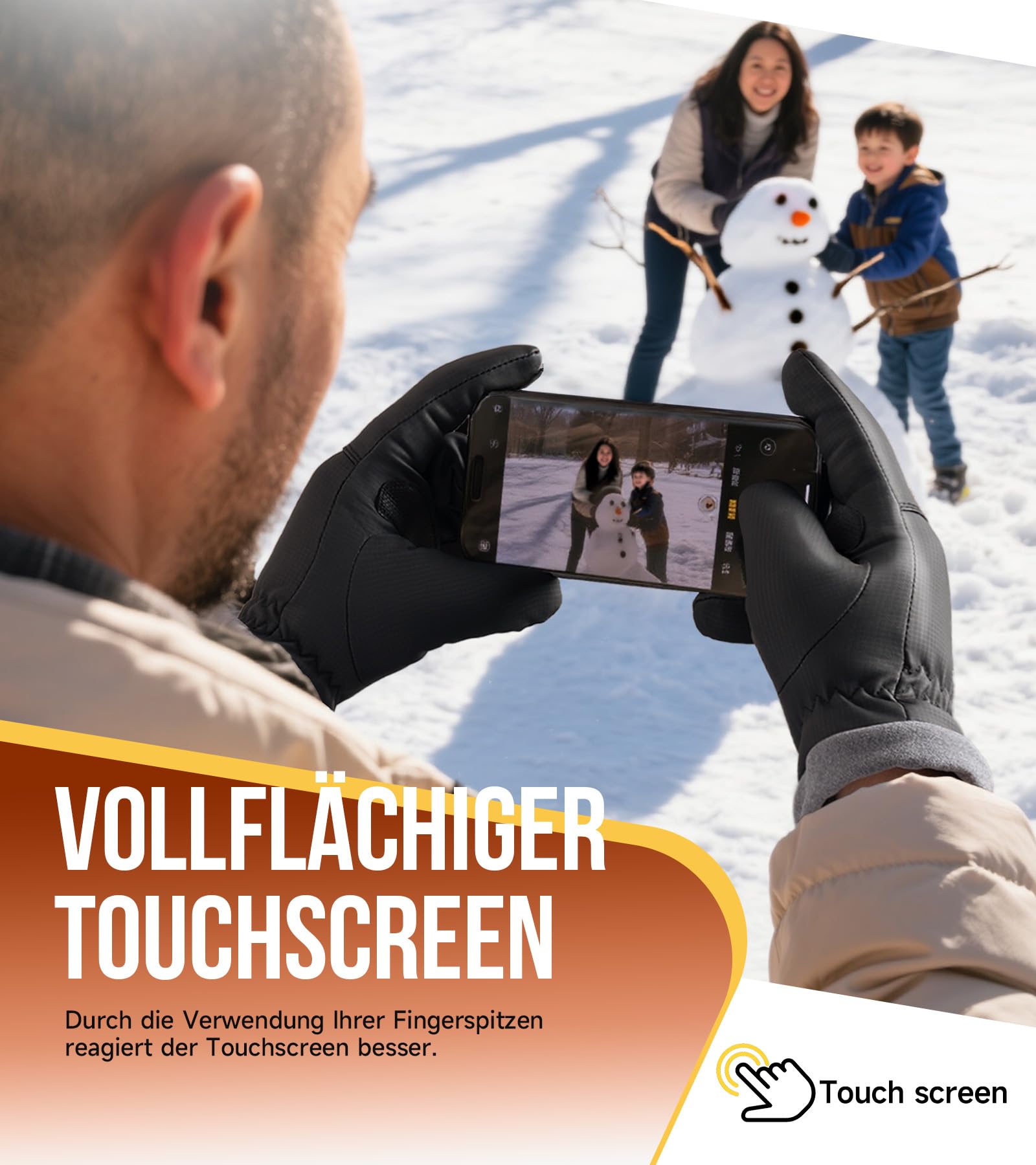 PULIOU Handschuhe Herren Damen Winter Thermo Fahrradhandschuhe Warme Winterhandschuhe Winddichte Touchscreen Laufhandschuhe Sporthandschuhe zum Laufen Radfahren Klettern