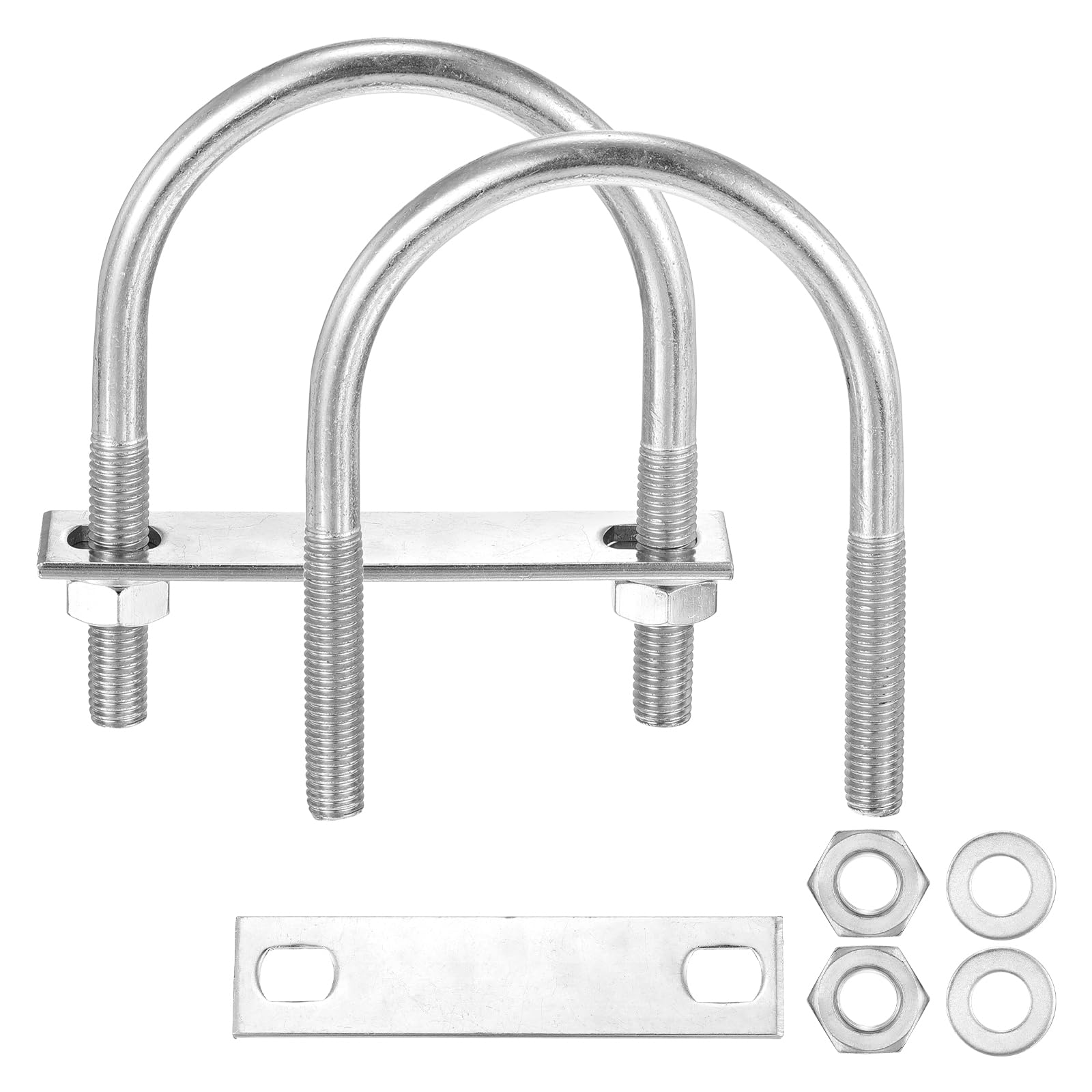 METALLIXITY U Bolts 4 Sets (3/8"(M10) x2.99"x4.33"), Round U Bolt Kits 304 Stainless Steel with Accessories - for Construction, Pipe, Trailer, Automotive, Leaf Spring Fastener
