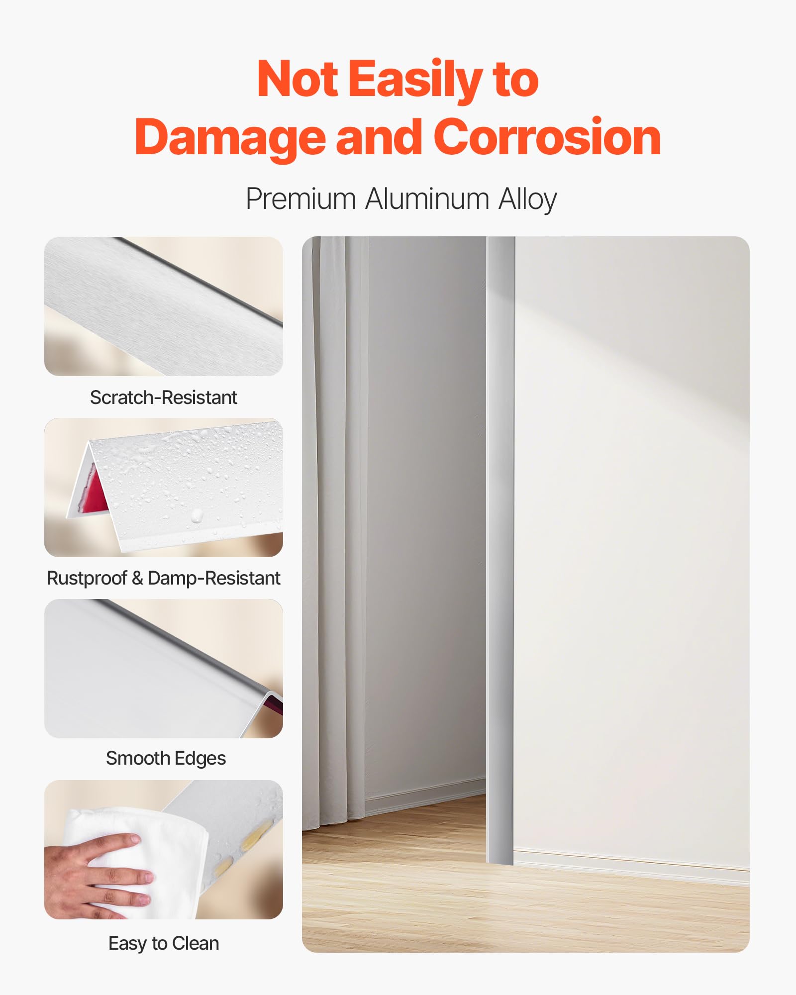 VEVOR Protector de Esquinas de Pared de Aleación de Aluminio, 50 x 50 x 1217 mm, Borde en Ángulo 90 Grados en Forma L, para el Hogar, la Oficina y el Comercio, con Cinta Adhesiva de 3 m, 12 uds