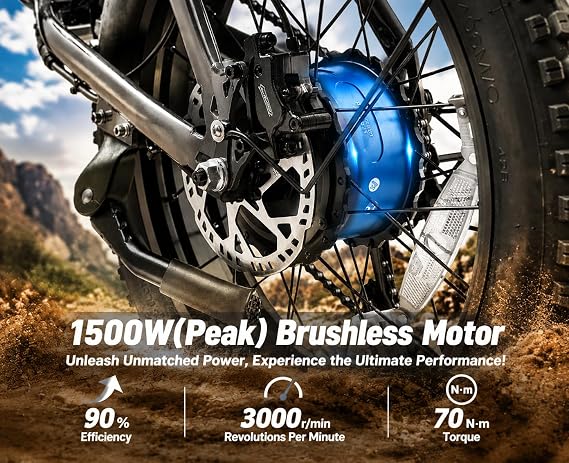 HAPPYRUN G50 Electric Bike for Adults,Peak 1500W,48V Power EBike,68+ Miles